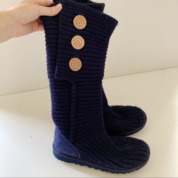Women’s Uggs Blue Classic Cardy Sweater Boots - Picture 3 of 6